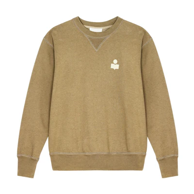 ISABEL MARANT FW23 Khaki Logo Print Crewneck Pullover Sweatshirt SW0030HAA1M05H-KAEC