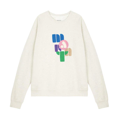 ISABEL MARANT FW23 Logo Embroidered Crewneck Sweatshirt Off-White SW0069HAA3M48H-02EC