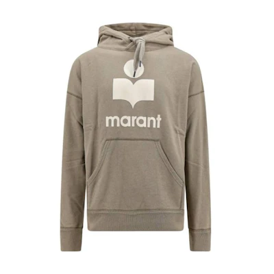 ISABEL MARANT FW23 Logo Print Brown-Green Hoodie Long Sleeve Pullover SW0027HAA1M05H-KAEC