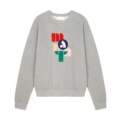 ISABEL MARANT FW23 MAHONY Graphic Print Crewneck Sweatshirt Men Grey SW0069HA-A3M48H
