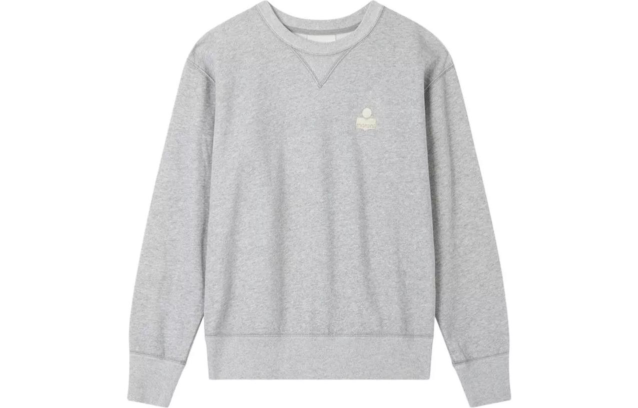 ISABEL MARANT FW23 Mike Logo Crewneck Sweatshirt Gray - Casual Pullover SW0030HAA1M05-HLUEC