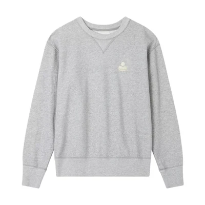 ISABEL MARANT FW23 Mike Logo Crewneck Sweatshirt Gray - Casual Pullover SW0030HAA1M05-HLUEC