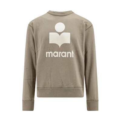 ISABEL MARANT FW23 MIKOY Beige Relaxed Fit Logo Crewneck Knit Pullover Sweatshirt Men SW0029HAA1M05H-KAEC
