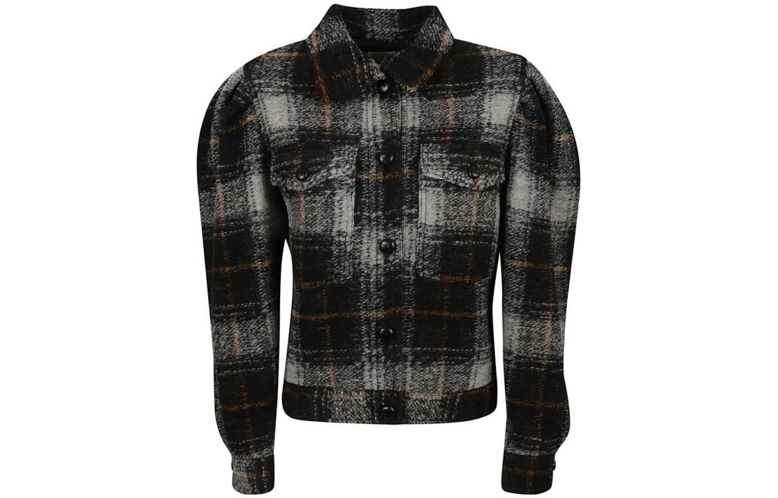 ISABEL MARANT FW23 Plaid Button-Up Jacket Black Menswear 22AMA1204-22A012E02AN