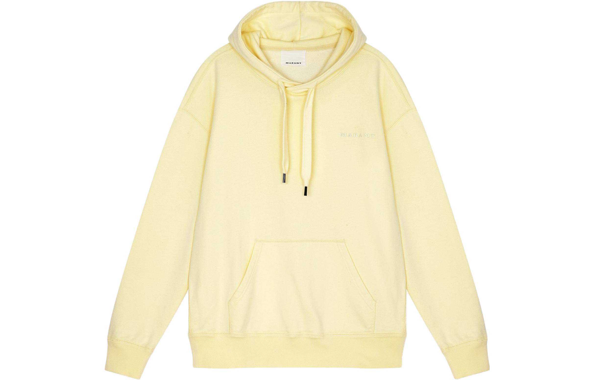 ISABEL MARANT FW23 Solid Logo Hoodie Pale Yellow SW0055HAA2M35H-10LY