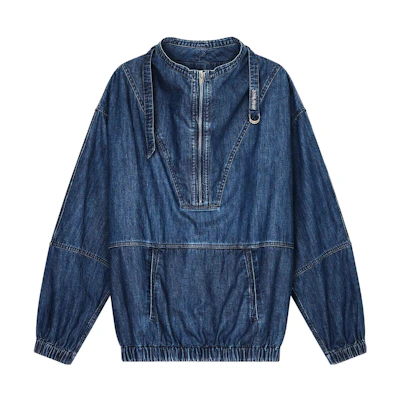 ISABEL MARANT FW23 Washed Half-Zip Sweatshirt Blue - HT0261HAA3G02H-30BU
