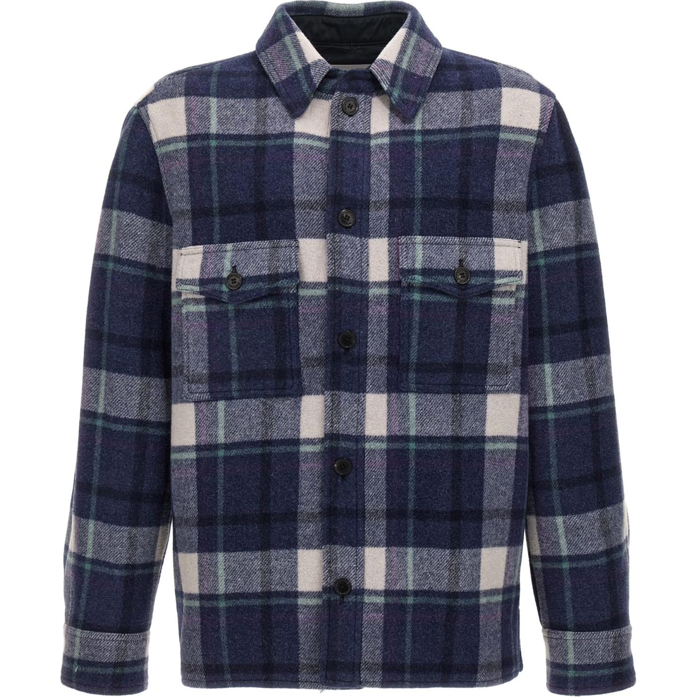 ISABEL MARANT FW24 Colorblock Plaid Button-Up Jacket Blue VE0052HBB3D05H30FN