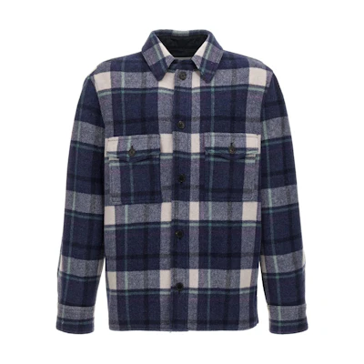 ISABEL MARANT FW24 Colorblock Plaid Button-Up Jacket Blue VE0052HBB3D05H30FN