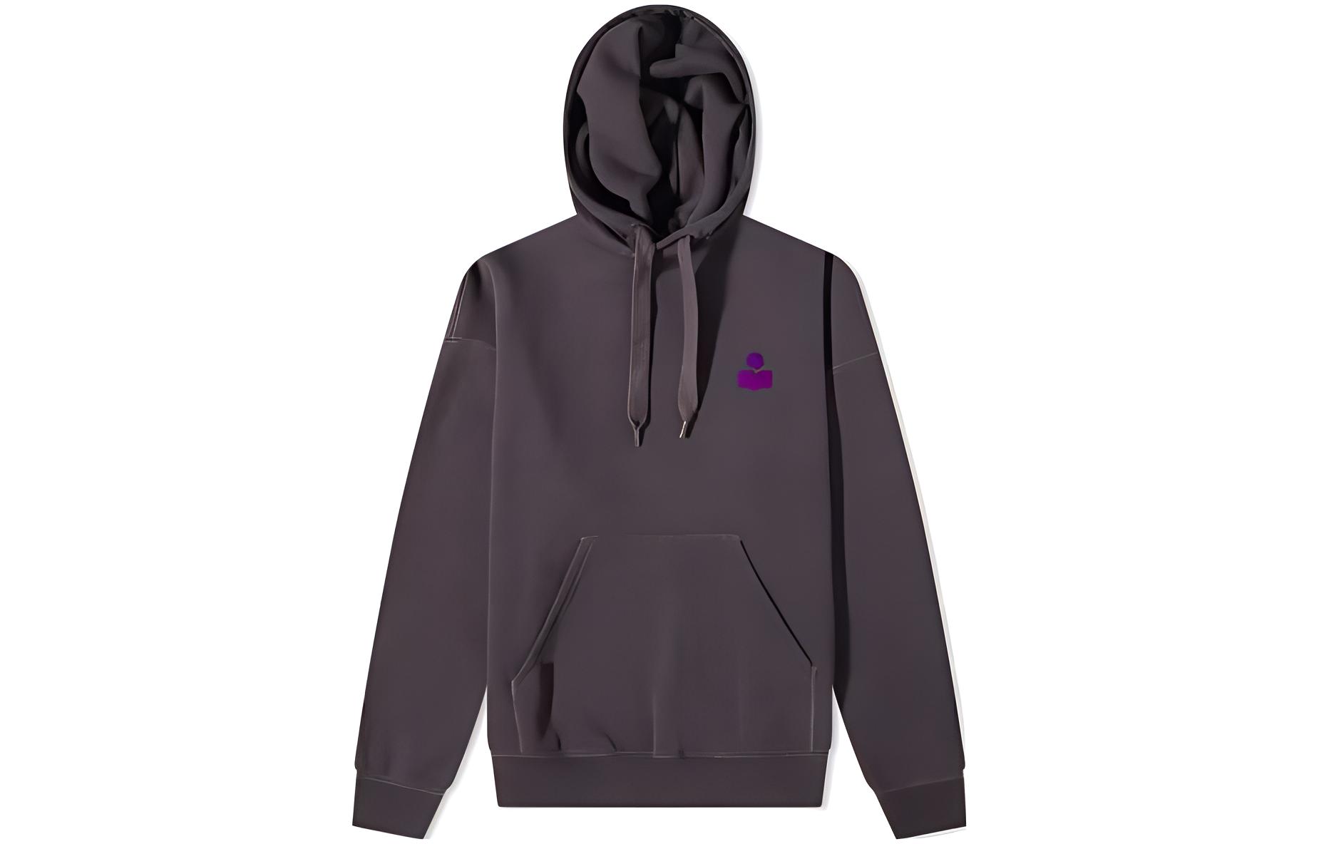 ISABEL MARANT Geometric Logo Print Drawstring Hoodie Deep Gray 22PSW034022P041H-30FN