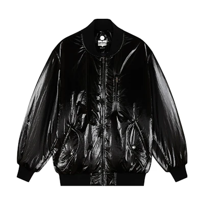 ISABEL MARANT Glossy Loose-Fit Zip Jacket with Front Pockets MA0148HAA3C50H-01BK