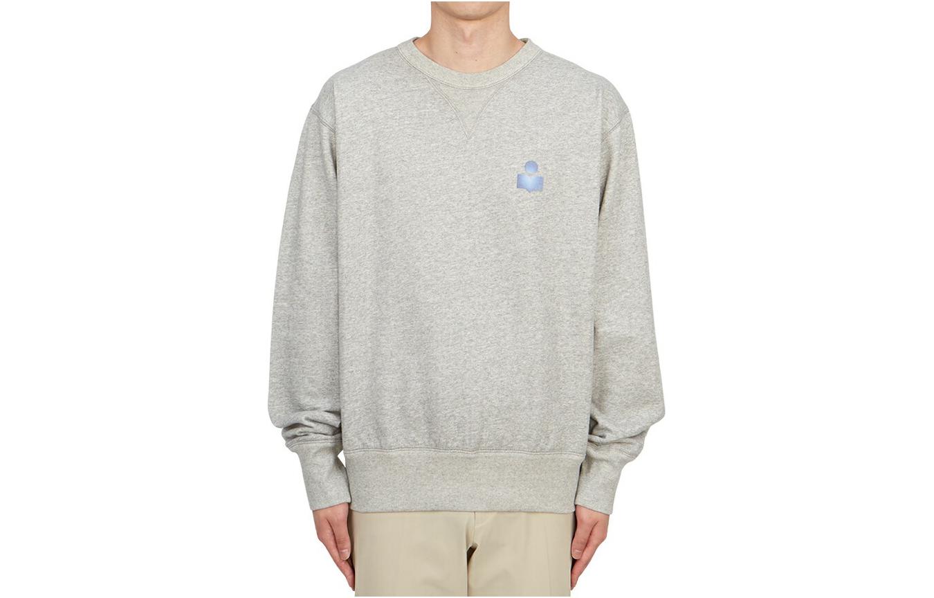 ISABEL MARANT Grey Crewneck Logo Print Oversized Sweatshirt SW0030HAA3M95H-02GY
