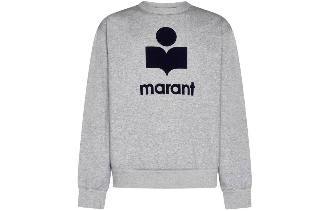 ISABEL MARANT Grey Crewneck Sweatshirt with Geometric Letter Print SW0029HAB1M18HGYMD