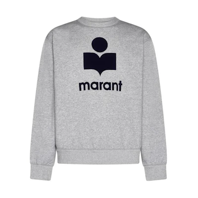 ISABEL MARANT Grey Crewneck Sweatshirt with Geometric Letter Print SW0029HAB1M18HGYMD