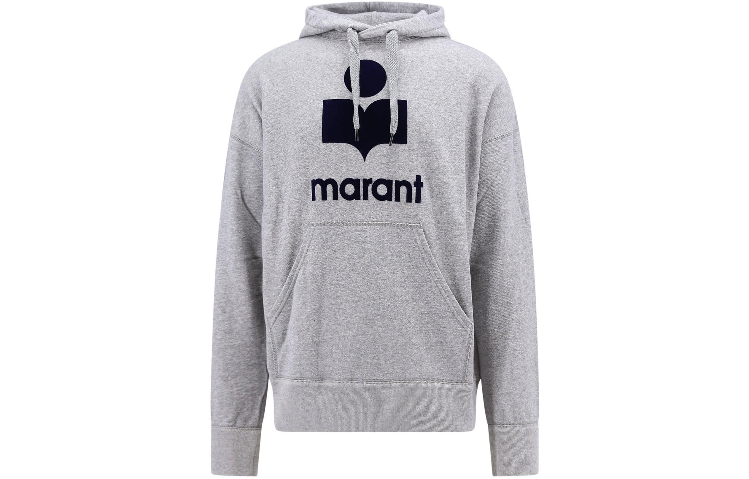 ISABEL MARANT Grey Flocked Logo Print Sweatshirt SW0027HAB1M18H-GYMD