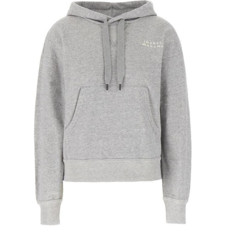 ISABEL MARANT Grey Oversized Hoodie with Logo Emblem 24PSW0102FAA2M41I02GY