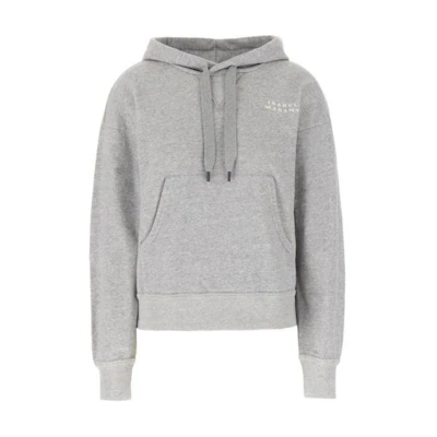 ISABEL MARANT Grey Oversized Hoodie with Logo Emblem 24PSW0102FAA2M41I02GY