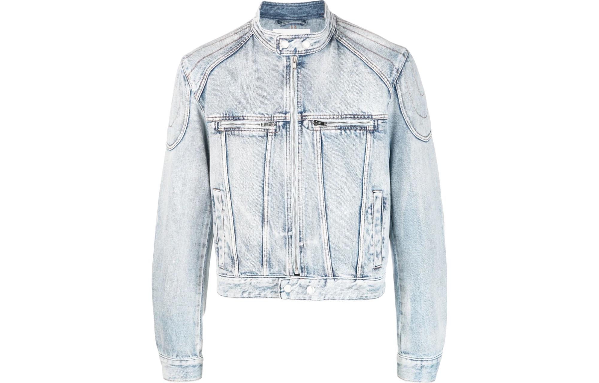 ISABEL MARANT Jihane White Denim Jacket Long-Sleeve Crew Neck VE0108HAA2H19H