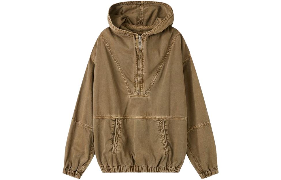 ISABEL MARANT Khaki Hoodie with Pockets and Long Sleeves Casual Style 23PHT0109HA-A1H33H-67KI