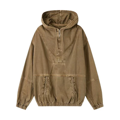 ISABEL MARANT Khaki Hoodie with Pockets and Long Sleeves Casual Style 23PHT0109HA-A1H33H-67KI
