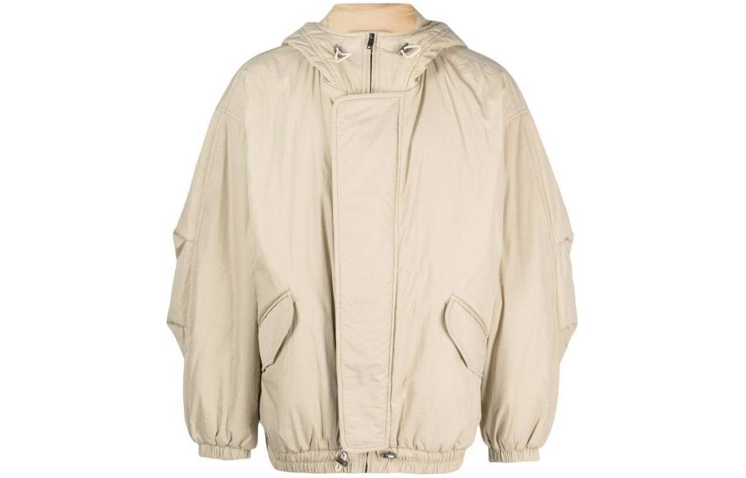 ISABEL MARANT Khaki Solid Color Hooded Zip-Up Jacket MA0139HAA3C41H-90BE