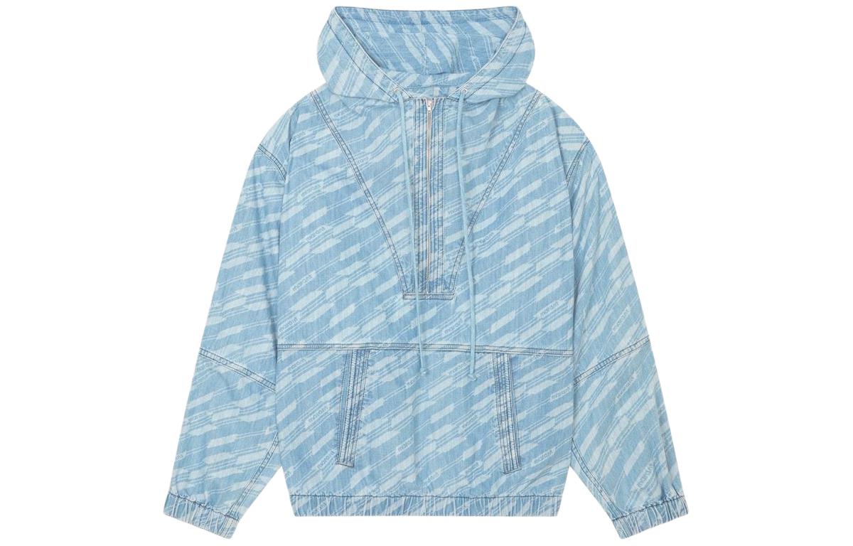 ISABEL MARANT Light Blue Logo Half-Zip Hoodie HT0109HAB1H05H-30LU