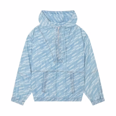 ISABEL MARANT Light Blue Logo Half-Zip Hoodie HT0109HAB1H05H-30LU