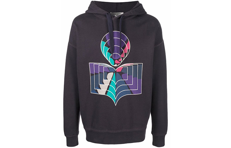 ISABEL MARANT Logo Hoodie Purple Brown Unisex Long Sleeve 22PSW032222P036H-30FN