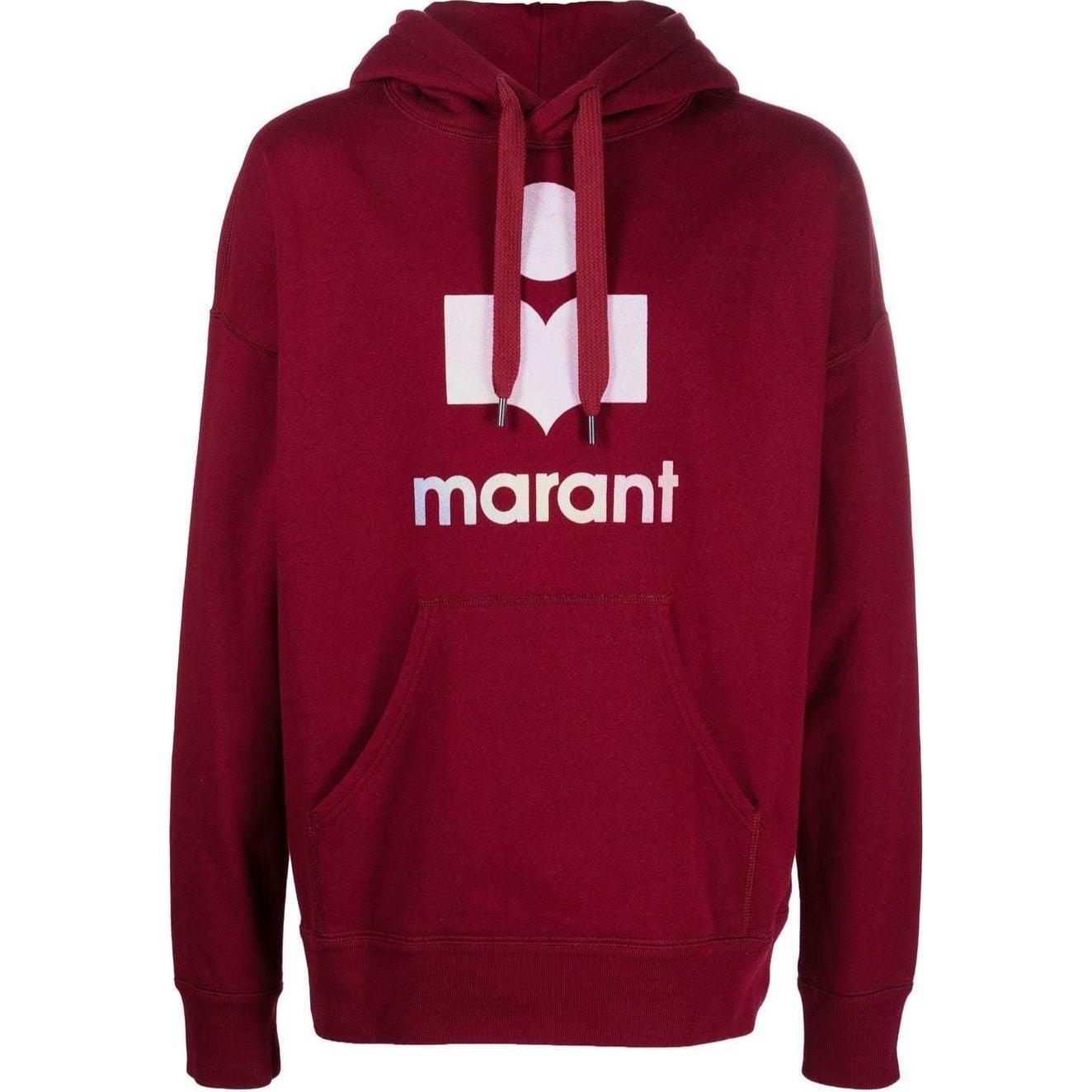 ISABEL MARANT Logo Print Burgundy Oversized Hoodie SW005522A041H-RED