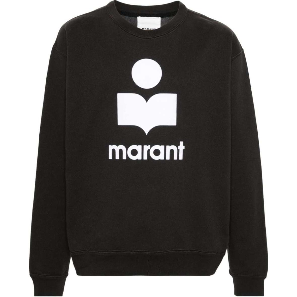 ISABEL MARANT Logo Print Crewneck Drop Shoulder Sweatshirt Black () SW0029HAB1M18H-BLACK