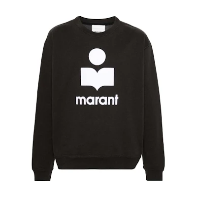 ISABEL MARANT Logo Print Crewneck Drop Shoulder Sweatshirt Black () SW0029HAB1M18H-BLACK