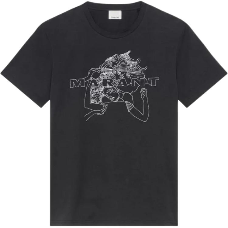 ISABEL MARANT Logo Print Crewneck Short Sleeve T-Shirt Black - TS0052HAB2N20H-01BK