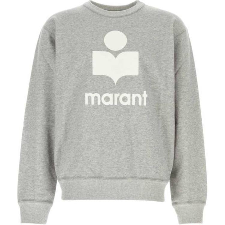 ISABEL MARANT Logo Print Crewneck Sweatshirt Grey White SW0029HAB1M18H-GYWH
