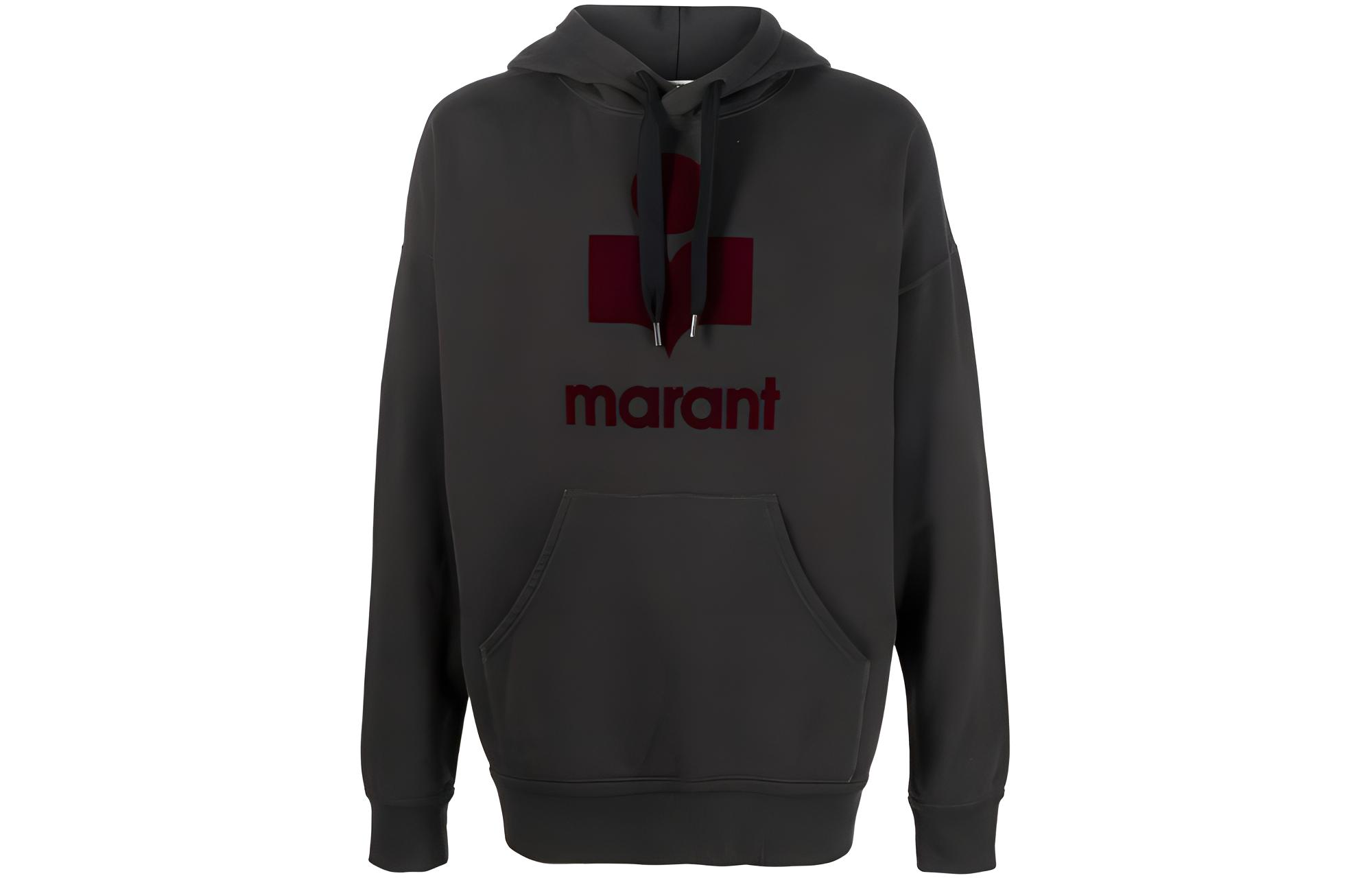 ISABEL MARANT Logo Print Hoodie in Dark Gray SW005522A043H-02FK