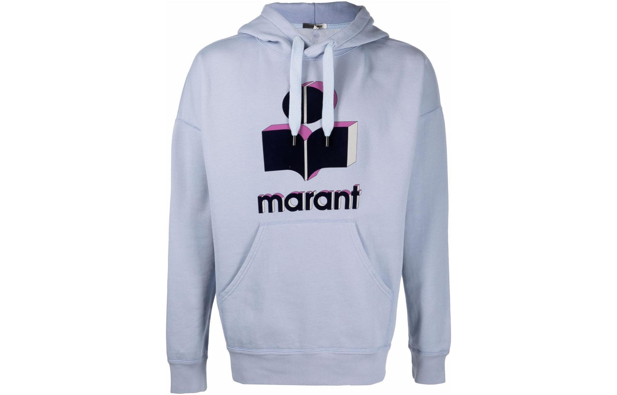ISABEL MARANT Logo Print Pullover Hoodie Men’s Hazy Blue 22PSW005522P039H30LU
