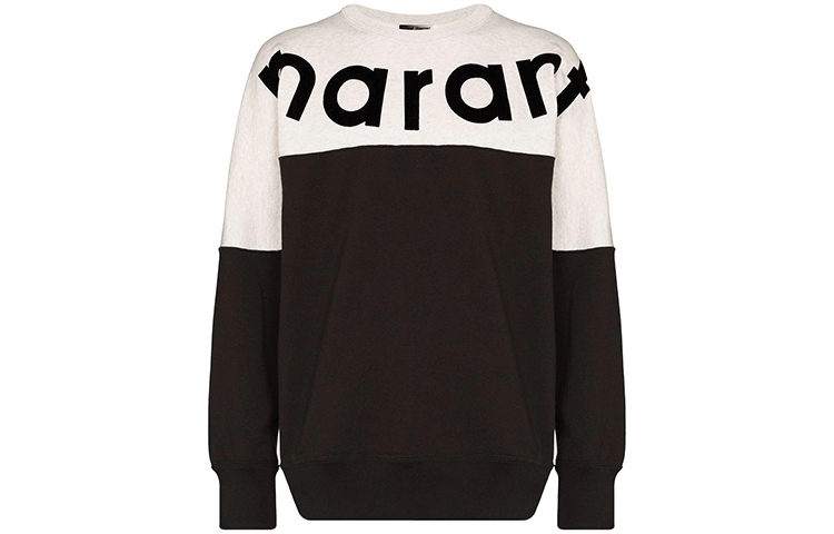ISABEL MARANT Logo Print Two-Tone Crewneck Sweatshirt Black SW025900M006H-02FK