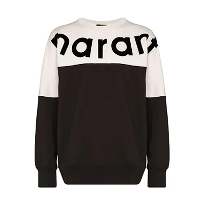 ISABEL MARANT Logo Print Two-Tone Crewneck Sweatshirt Black SW025900M006H-02FK