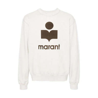 ISABEL MARANT Logo Textured Fleece Oversized Sweatshirt Men’s Light Beige SW0029HAB1M18H-BEIGE