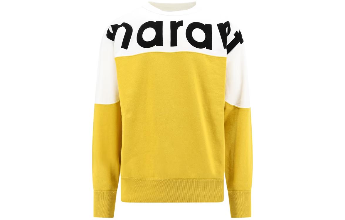 ISABEL MARANT Loose-Fit Letter Crewneck Sweatshirt Yellow SW0031HAB1M19H10YW