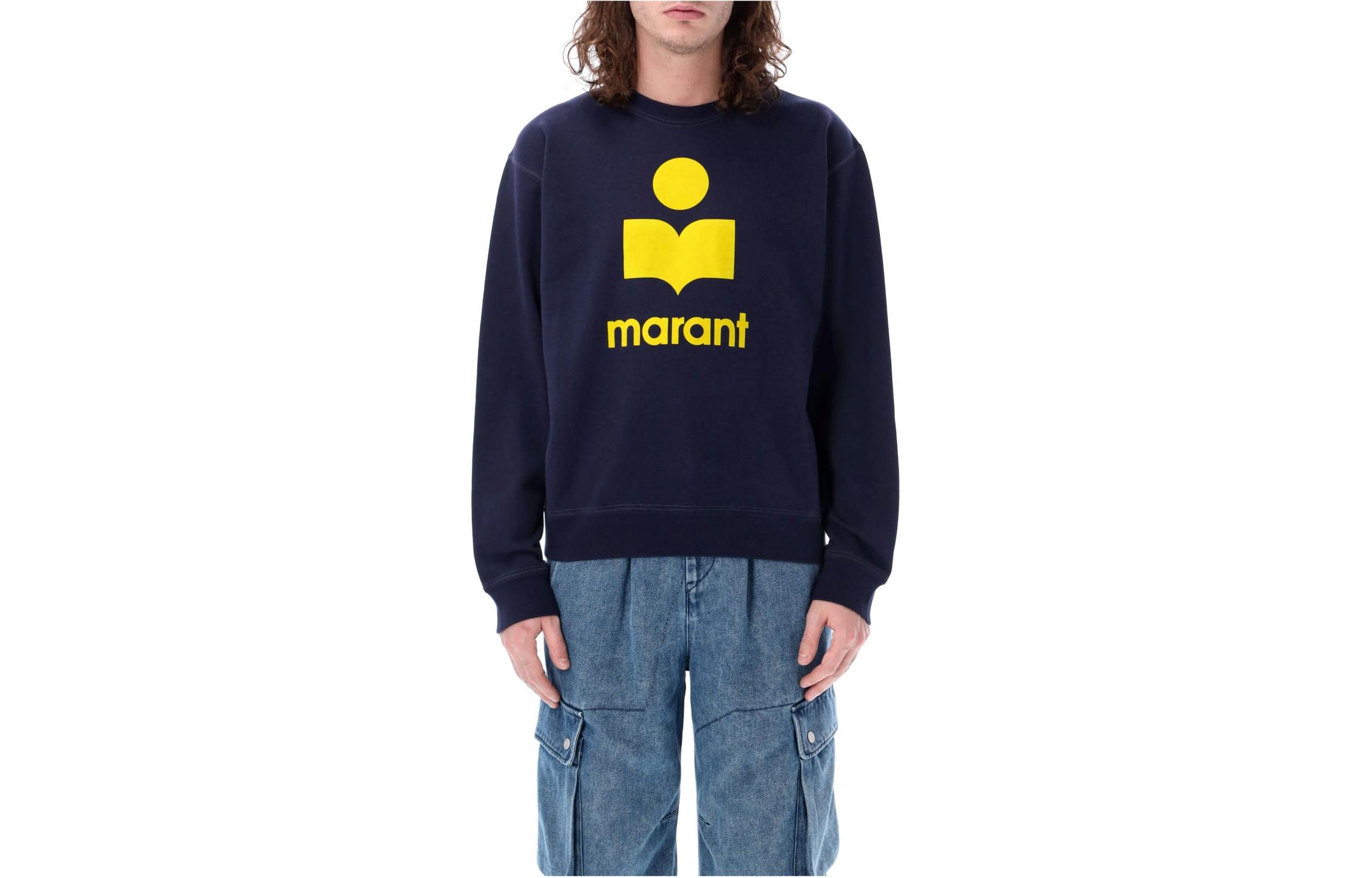 ISABEL MARANT Navy Blue Oversized Crewneck Sweatshirt Long Sleeve SW0029HAB1M18H-NVYW