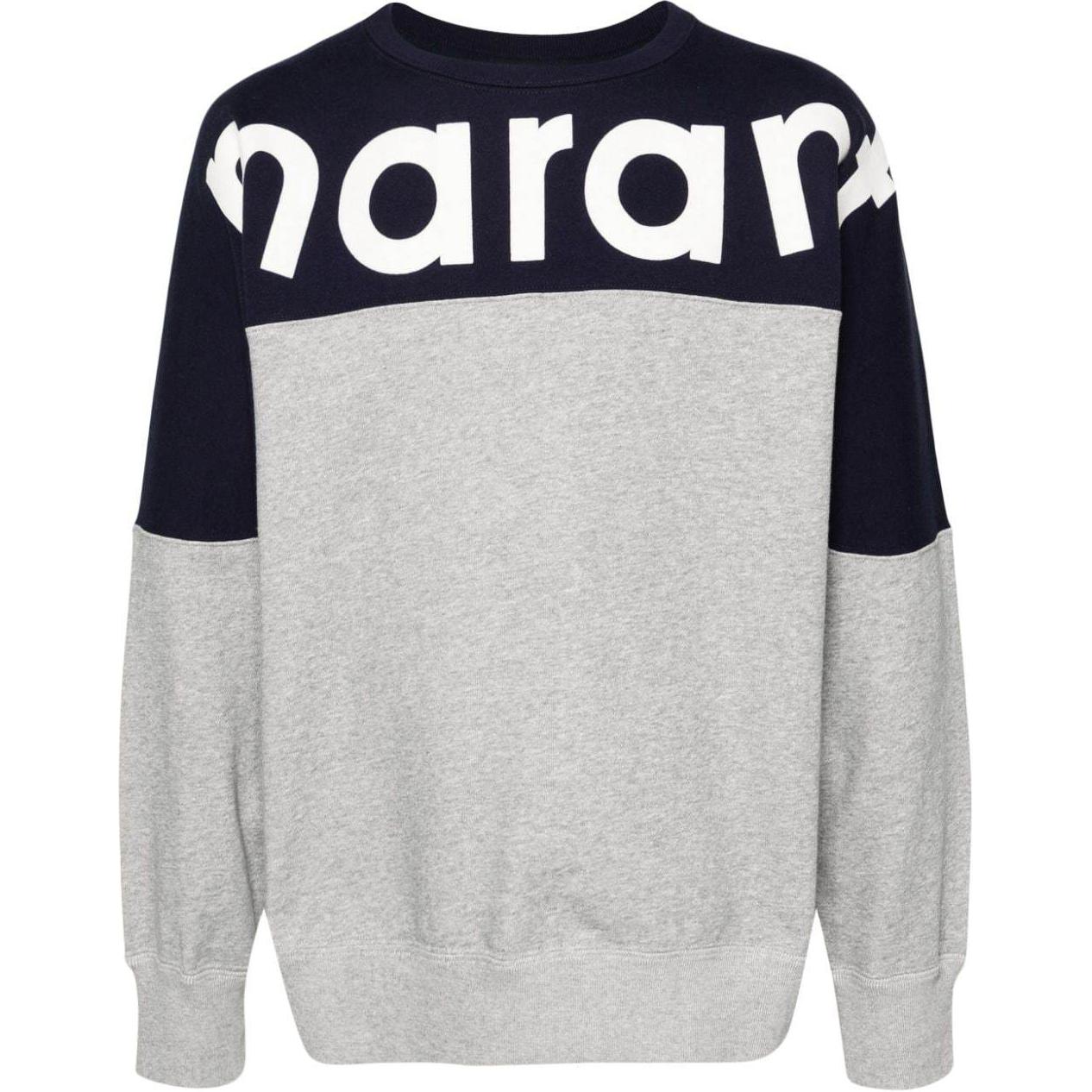 ISABEL MARANT Navy Blue Patchwork Knit Texture Sweatshirt SW0031HAB1M19H-NAVY