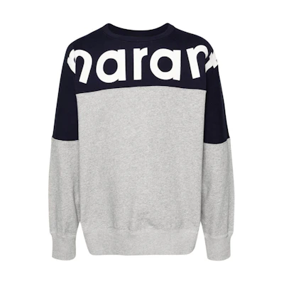 ISABEL MARANT Navy Blue Patchwork Knit Texture Sweatshirt SW0031HAB1M19H-NAVY