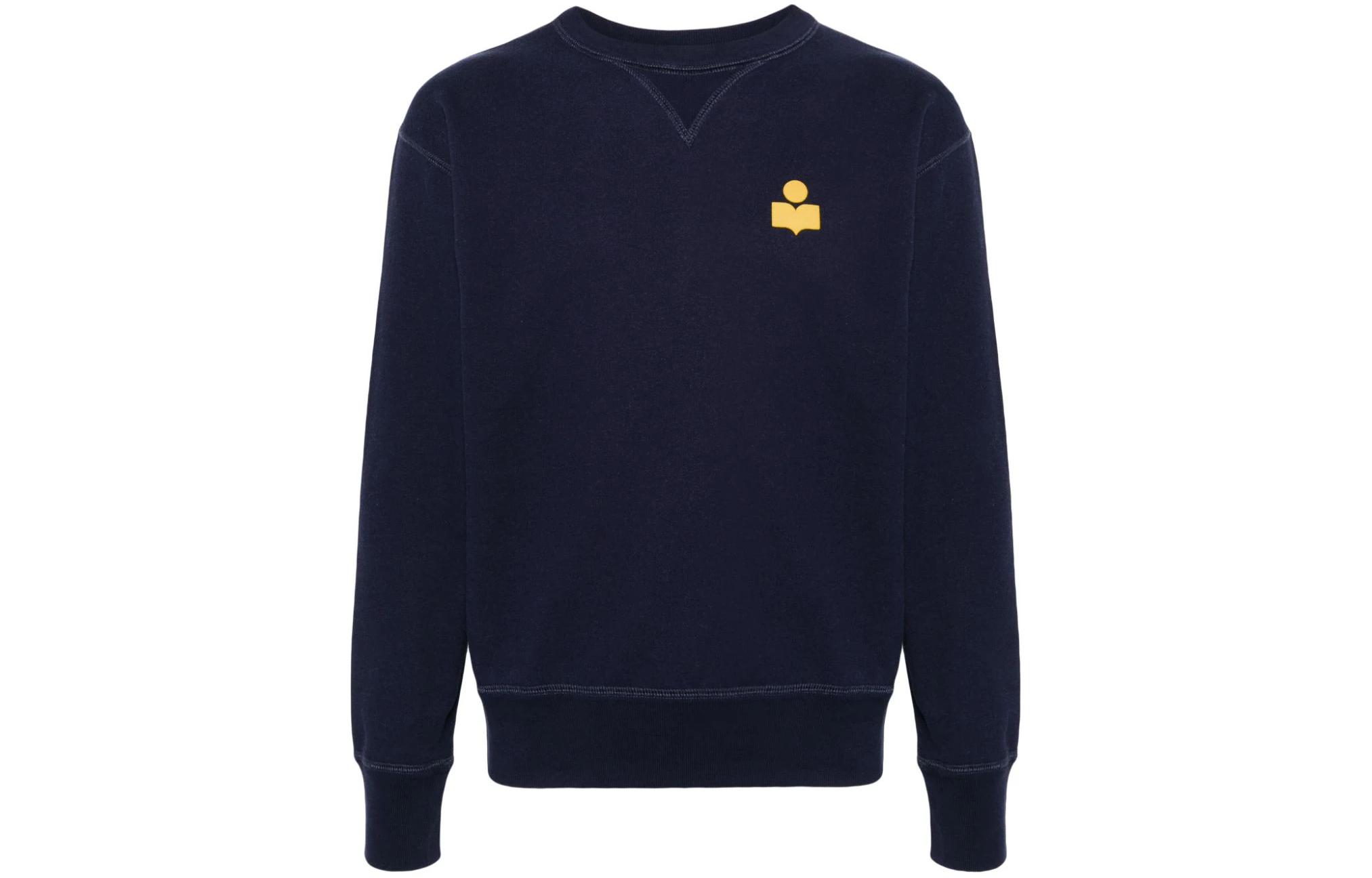 ISABEL MARANT Navy/Yellow Colorblock Pullover Crewneck Sweatshirt SW0030HAB1M18H-black-yellow