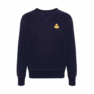 ISABEL MARANT Navy/Yellow Colorblock Pullover Crewneck Sweatshirt SW0030HAB1M18H-black-yellow