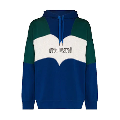 ISABEL MARANT Olan Color-Block Letter Print Hoodie Blue () SW030121A035H-30BU