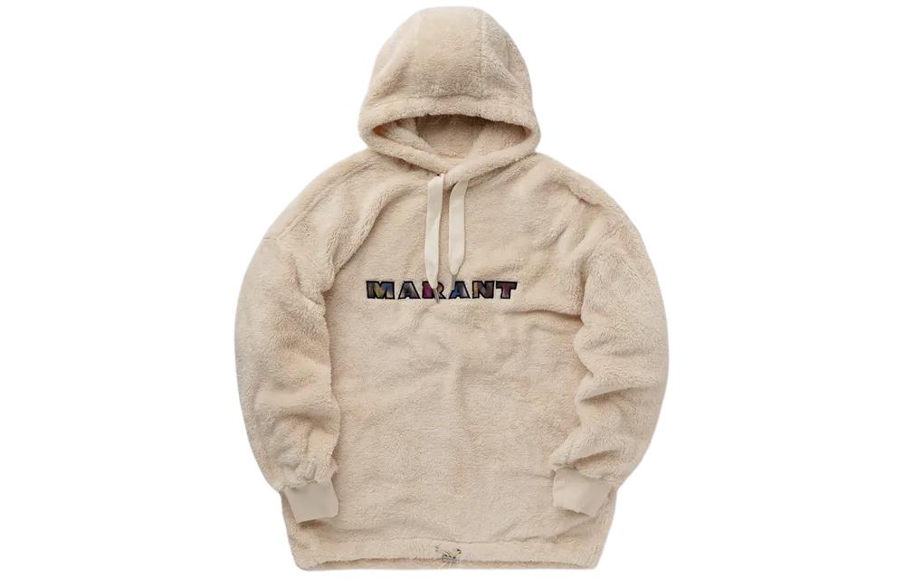 ISABEL MARANT Oversized Letter Print Hoodie Beige - Long Sleeve 24PSW0104HA-B1M06H-23EC