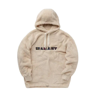 ISABEL MARANT Oversized Letter Print Hoodie Beige - Long Sleeve 24PSW0104HA-B1M06H-23EC