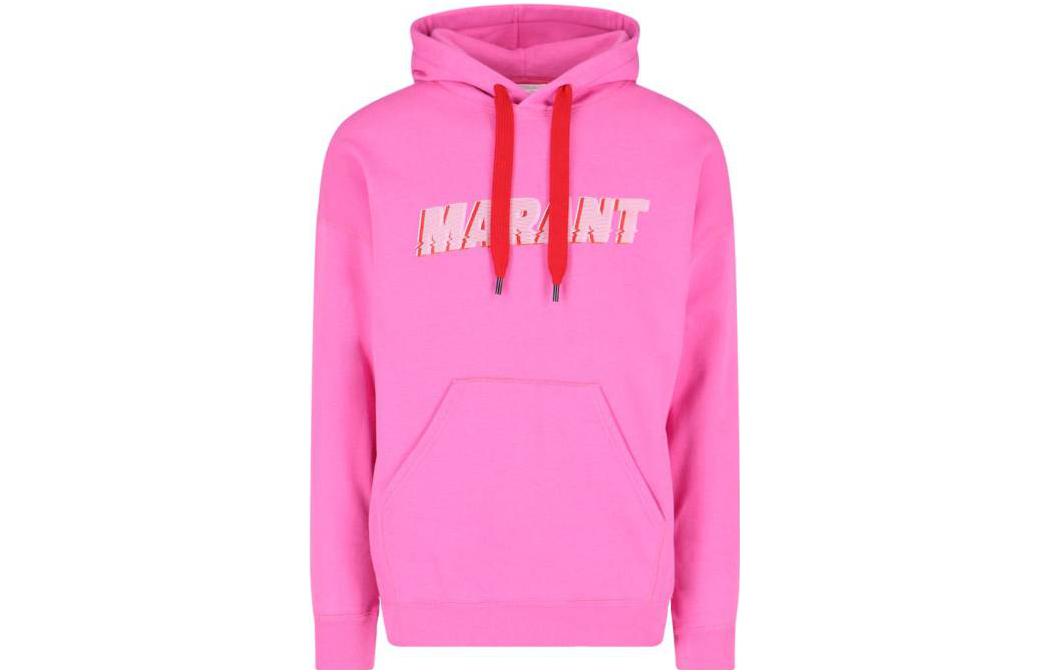 ISABEL MARANT Pink Logo Print Drawstring Hoodie SW0027HAA1M48H-40PK