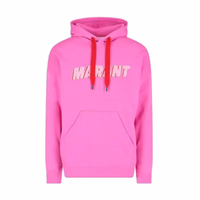 ISABEL MARANT Pink Logo Print Drawstring Hoodie SW0027HAA1M48H-40PK
