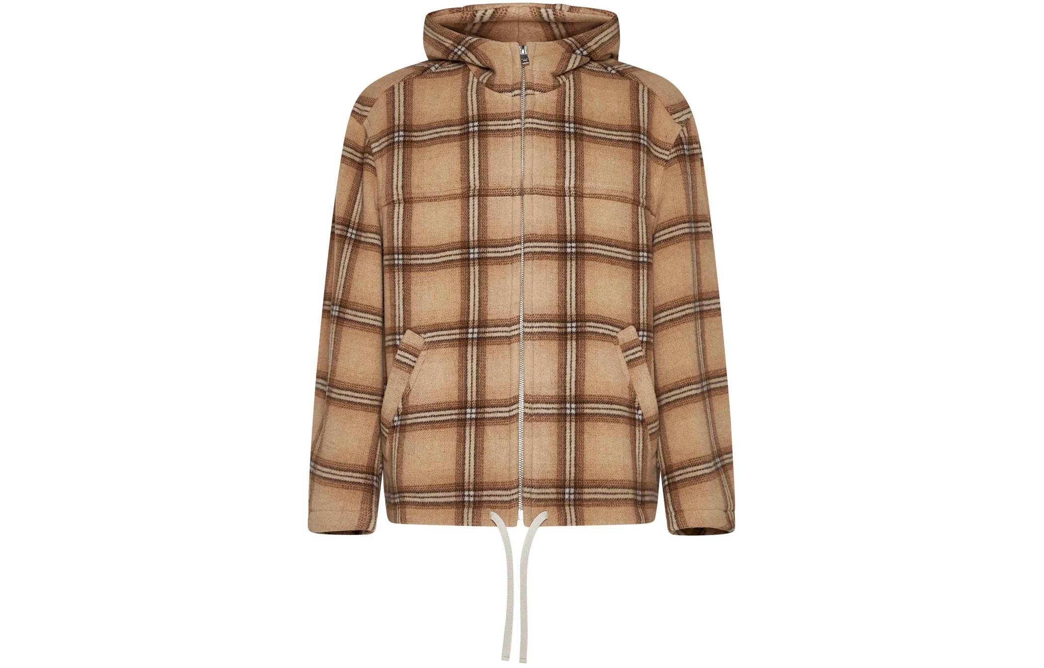 ISABEL MARANT Plaid Hooded Jacket Brown MA0069HBB1C02H-50CM