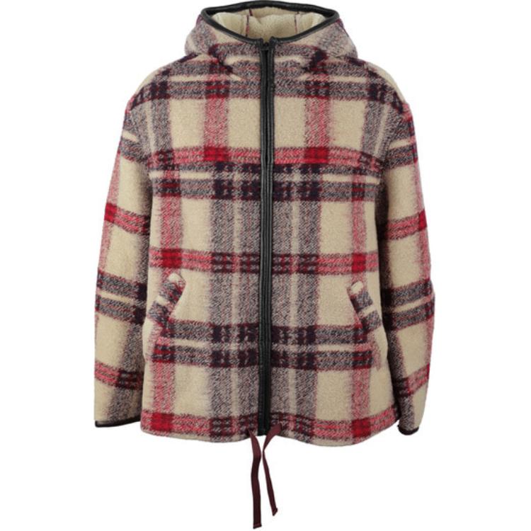 ISABEL MARANT Plaid Hooded Zip Jacket Burgundy MA124422A011H-BYEC